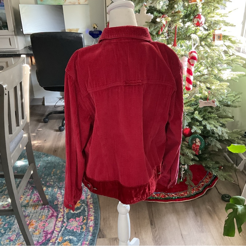 J. Jill Women's Vibrant Red Corduroy Jacket - Picture 2 of 5